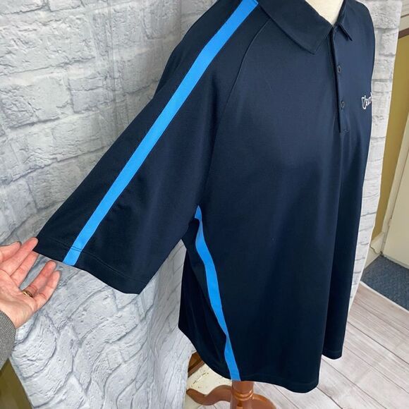 Nike golf dri fit short sleeve 3 button polo navy w/light blue stripe sz XXL Men - Picture 2 of 8